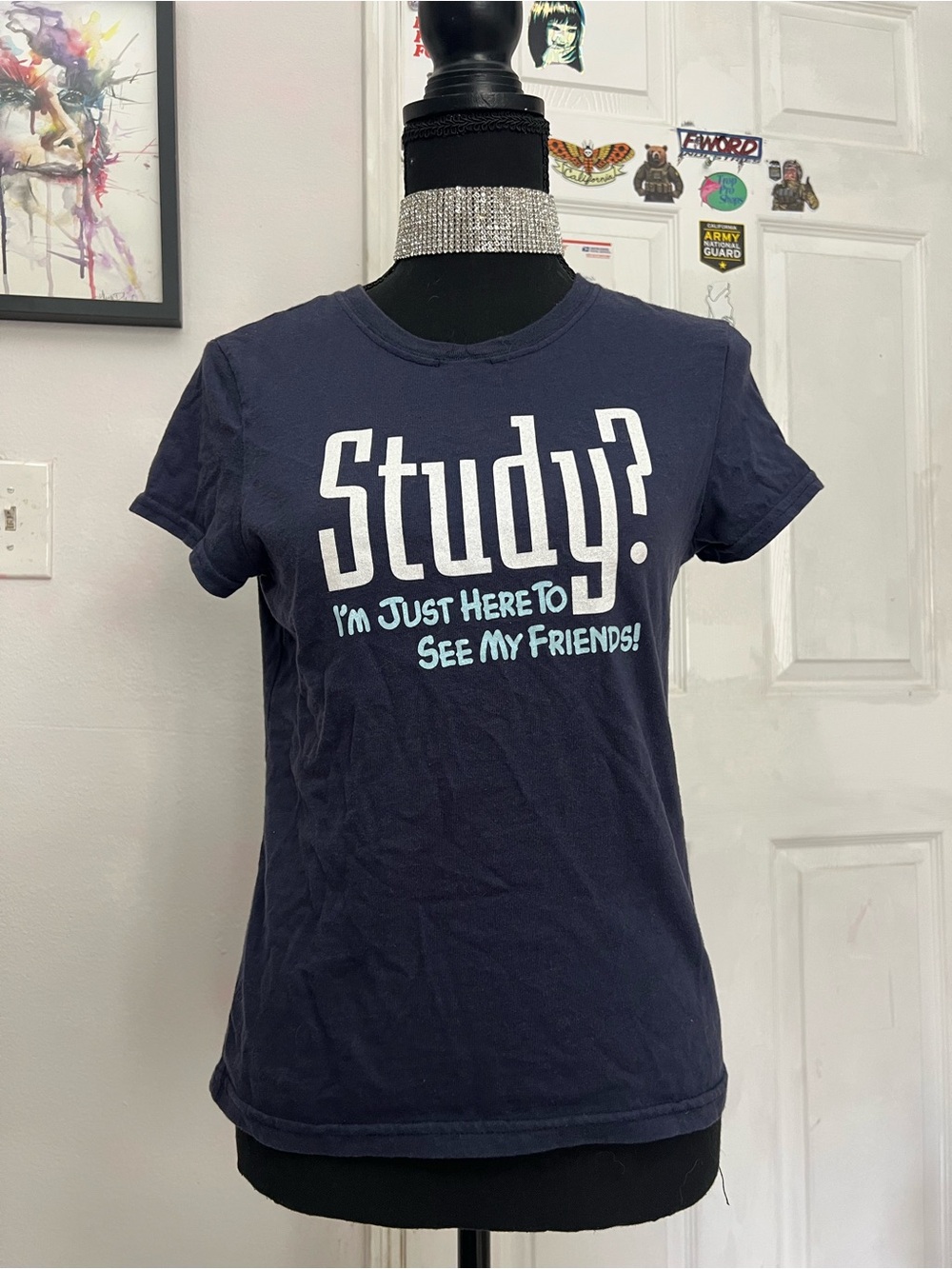 Limited Too Navy Tee with Pink Flower Logo (read description)